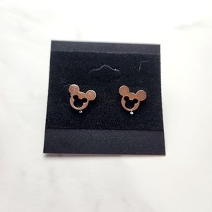 Rose Gold Plated Stainless Steel Mickey Mouse Earrings